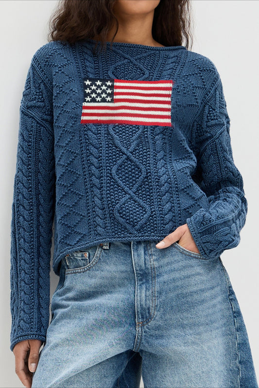 Vintage Loose Knit Flag Blouse