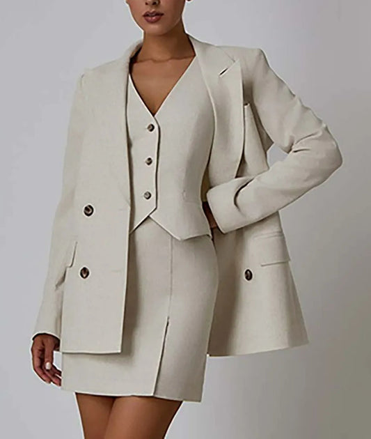 Apricot Long Sleeve Slim Mini Office Two Piece Set