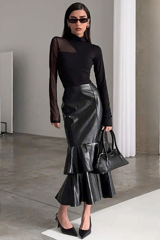 Vintage High-Waist Mermaid Maxi Skirt