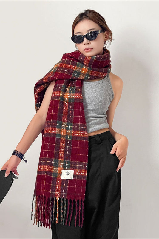Soft Plaid Mohair Blend Scarf