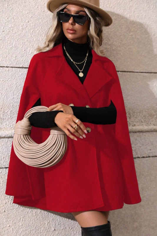 Elegant Double Breasted Loose Slim Wool Mid Length Outerwear