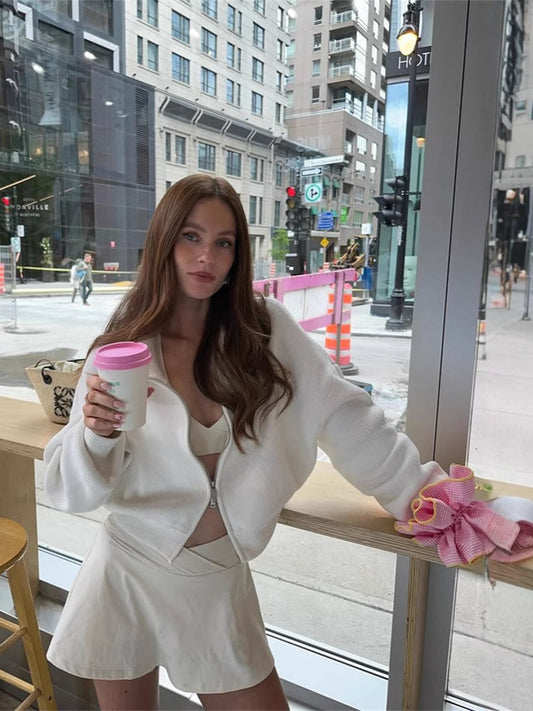 Folded Collar, Long Sleeve Sweater Cardigan