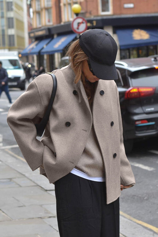 Brown Double-Breasted Blazer Coat