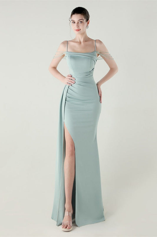 Satin Spaghetti Strap Mermaid Party Dress