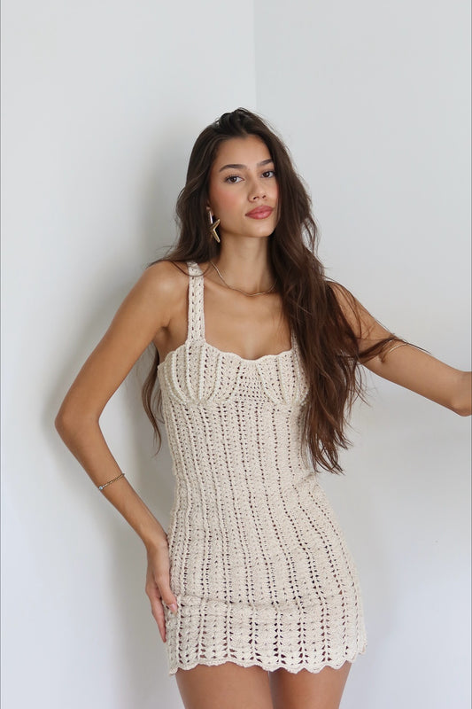 Hollow Out Knit Cami Boho Dress