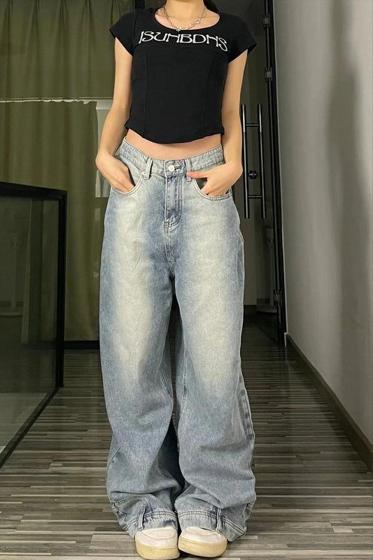 Loose Fit Reverse Pocket Jeans Blue / M