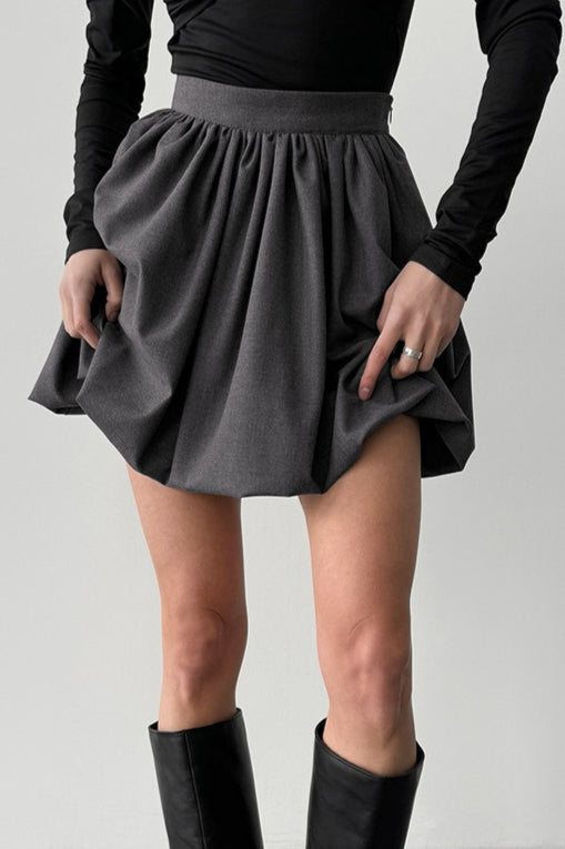 High Waist Versatile Bouffant Mini Skirt