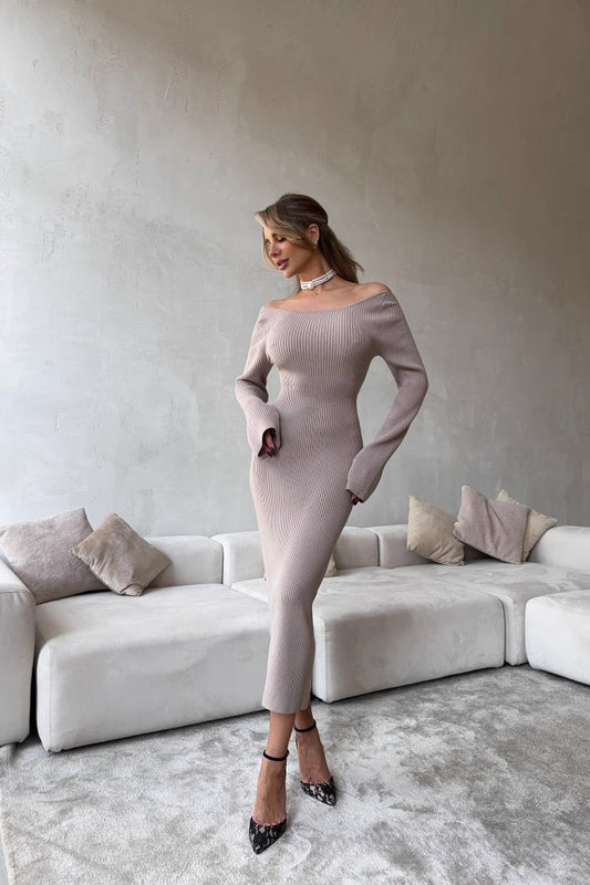 Ruched Knot Slim Fit Maxi Dress