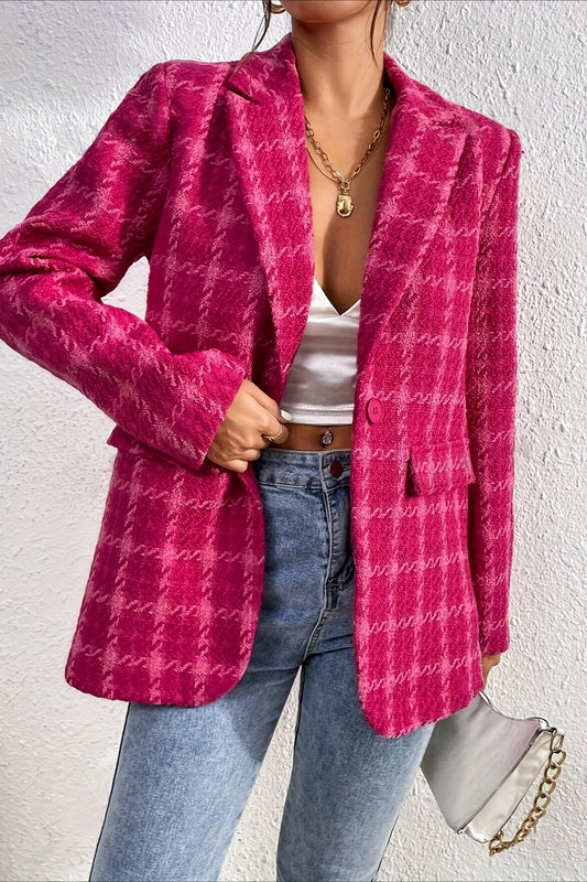 Red Plaid Elegant Blazer Coat coats