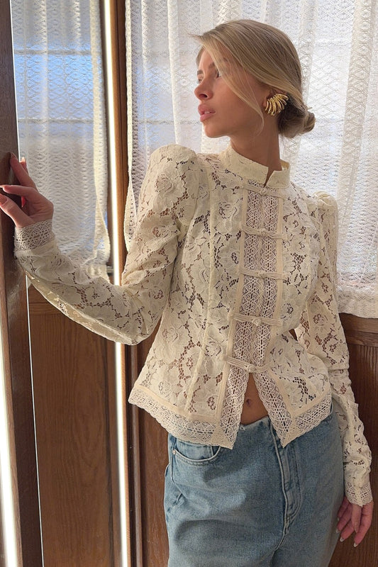 Vintage Lace Button Blouse