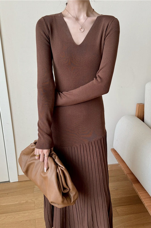 Vintage Knit Fitted Mermaid Hem Maxi Dress