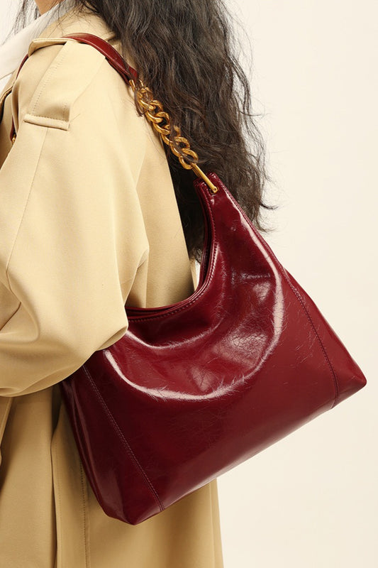 Red Large Capacity Tote Bag Elegant Shoulder Underarm Bag