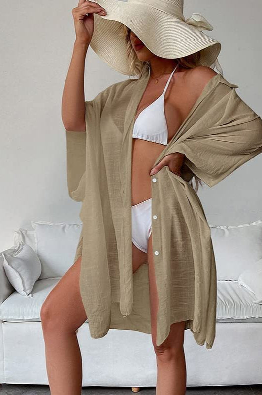 Casual Batwing Sleeve Beach Cardigan