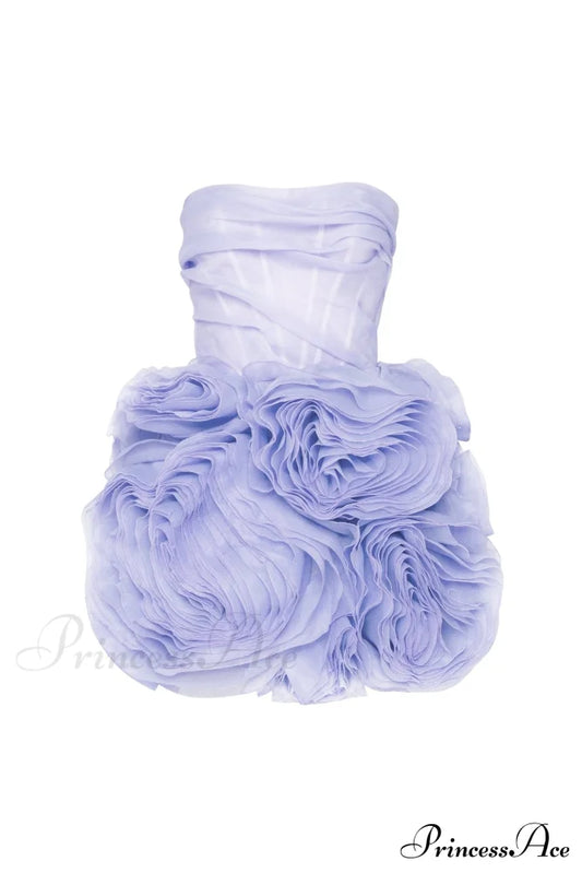 Appliqud Organza Stylish Lavender Mini Dress