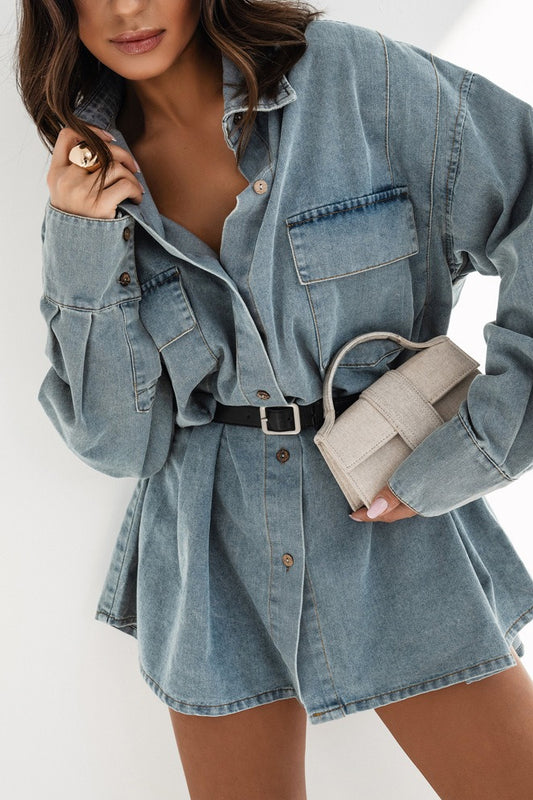 Vintage Distressed Denim Blouse