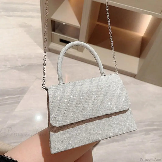 Bright Silk Evening Bag Elegant Banquet Shoulder Clutch clutchbag-250126