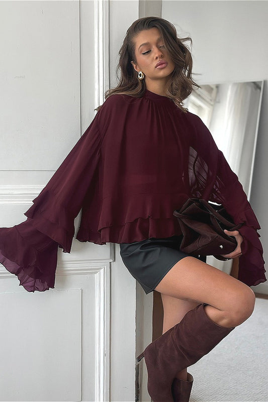 Vintage Ruffled Chiffon Blouse