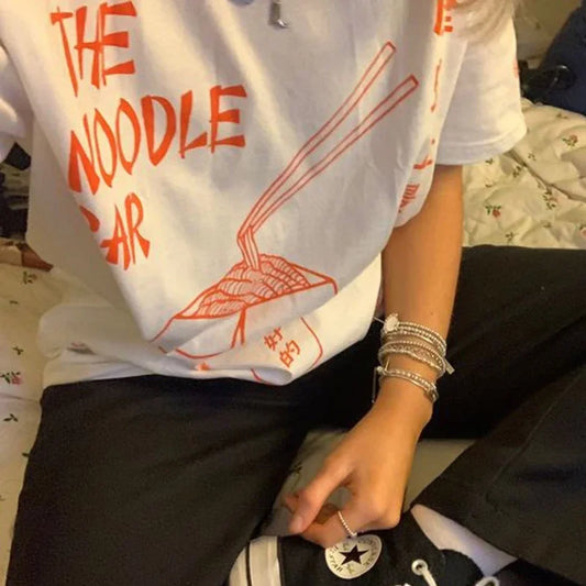 Chinese Noodle Retro Asian T-shirt WHITE / S t-shirt-250223