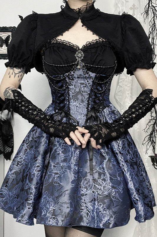 Halloween Two-Tone Jacquard Gothic Dress