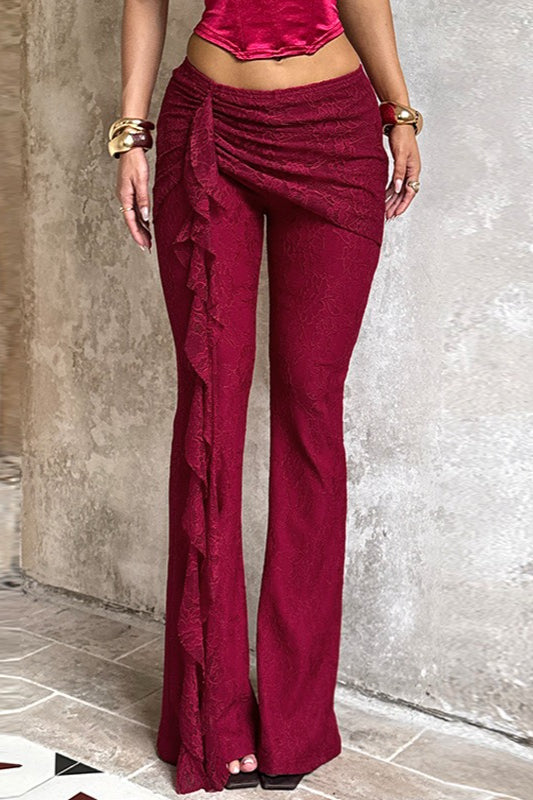 Sexy Lace Ribbon Wide Leg Fashion Pants