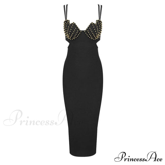 Elyse Elegant Midi Dress Black / Xs