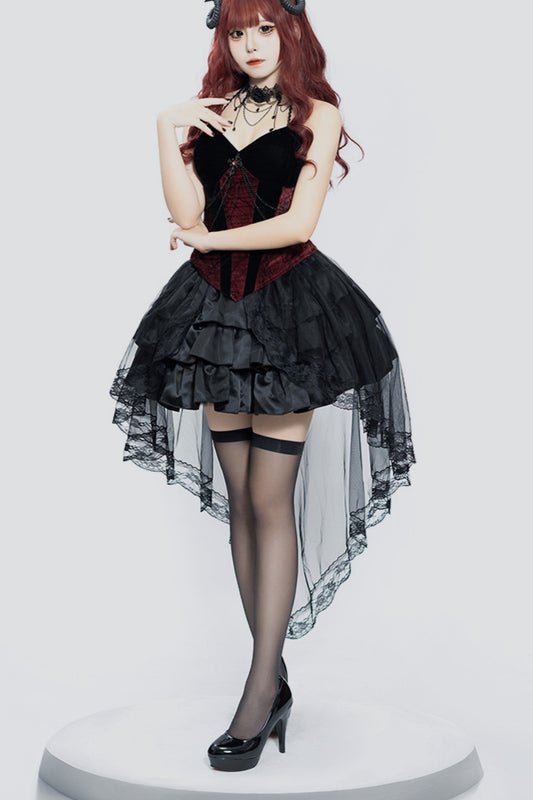 Irregular Mesh Slip Gothic Dress