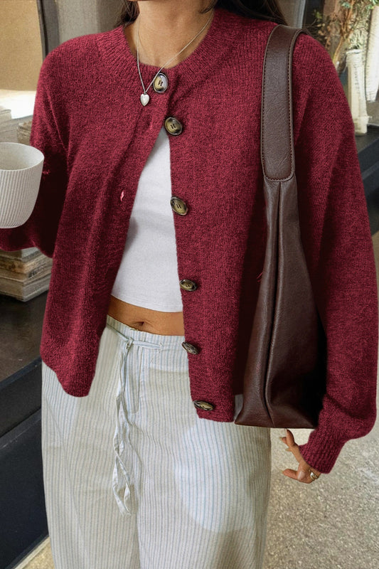 Minimalist Button Long Sleeve Cardigan