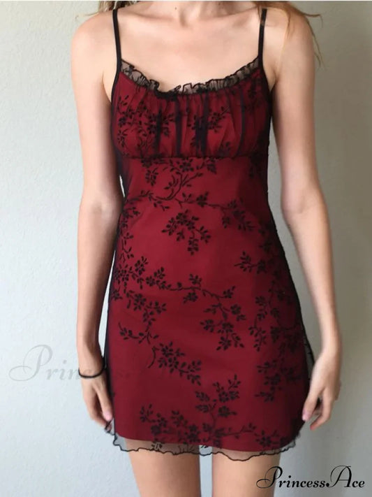 Elegant Lace Embroidered Spaghetti Mini Dress