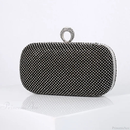 Gold Diamond Dinner Clutch Wristlet Black wristlet-250126