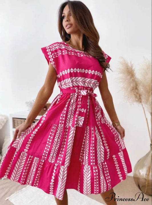 Gown Design Ruffle With Casual And Up Warm-Season Lace Belt S / Pink Dresses