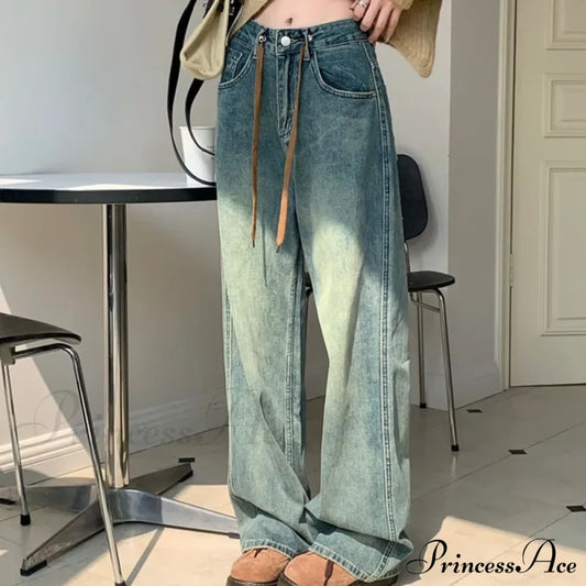 Harajuku Trend Japanese Style High-Waisted Straight New Autumn Leg Fashion Jean