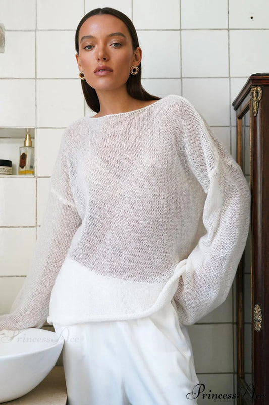 Hollow Out Bell Sleeve Knit Sweater