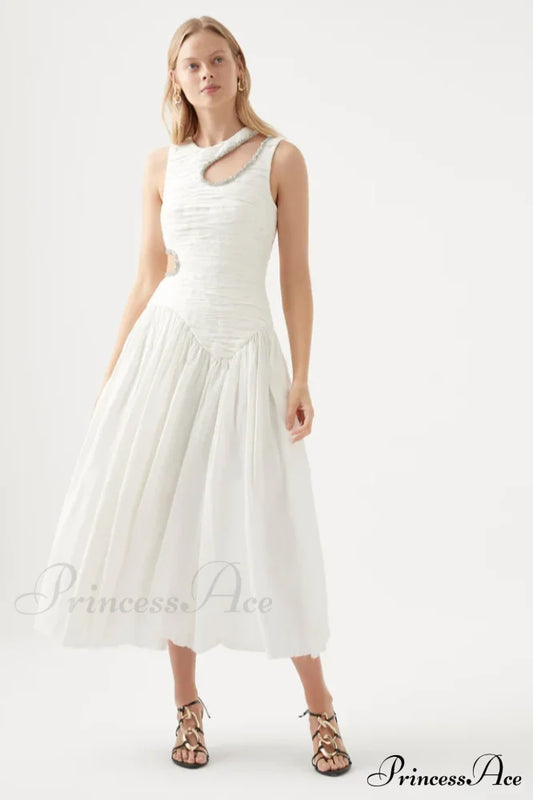 Jolie Abstract Stylish Cut-Out Midi Dress