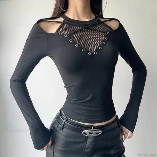 Mesh Patchwork Knitted Top