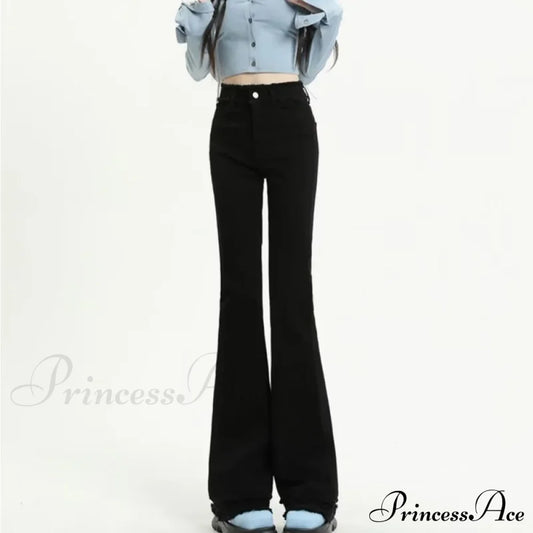 Micro Flared Minimalist Fashionable Harajuku Women’s Trend Jean Black / Xs