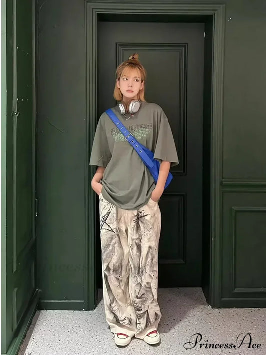 Original Speckler Artist Ink Graffiti Loose Straight Tube Casual Women’s Jean