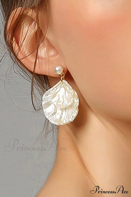 Resin Shell Earrings With Pearl Accent Jewelry