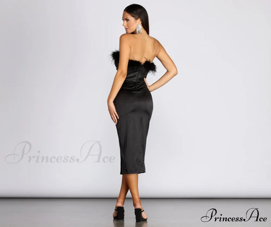 Robin Formal Stylish Satin Midi Dress S.o. Short Dresses