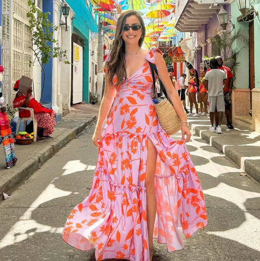 Ruffle One Piece Skirt Two Piece Set pink / S