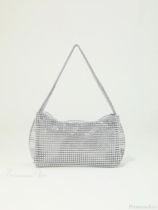 Shiny Rhinestone Bow Evening Clutch Bag XF-28 SLV clutchbag-250126