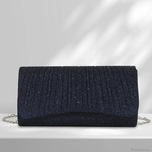 Shiny Wedding Evening Clutch Sling Bag Dark Blue clutchbag-250126