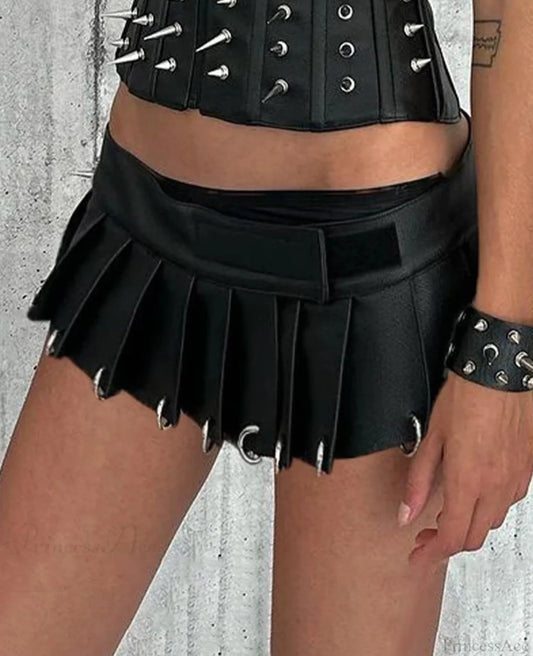 Solid Leather Skirt Black / One Size