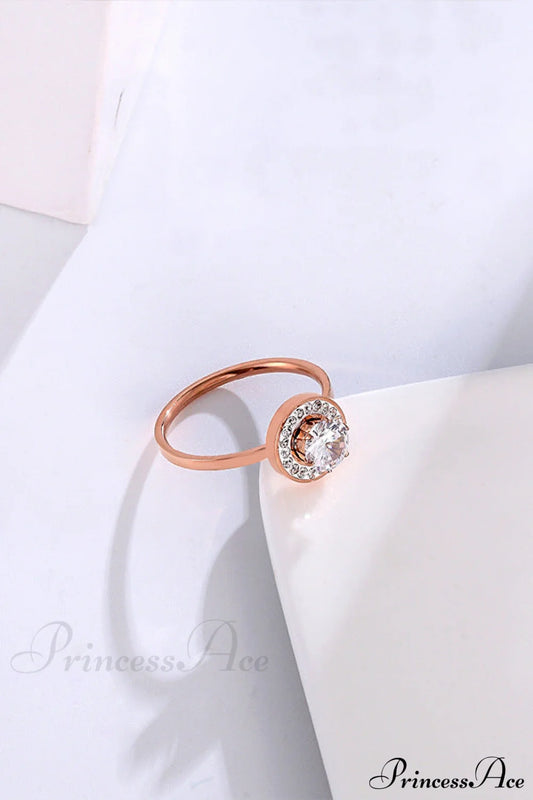 Titanium Steel Shining Diamond Hoop Ring