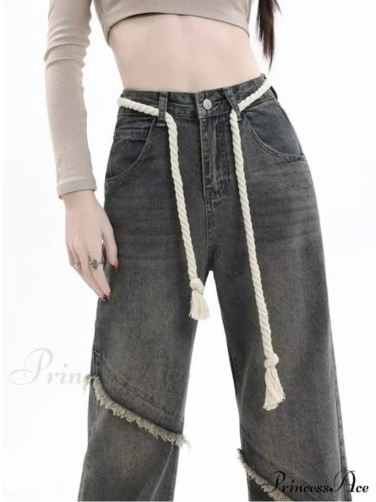 Vintage Harajuku Women Clothes For Teenagers Y2K Aesthetic Clothing Autumn Baggy Jean