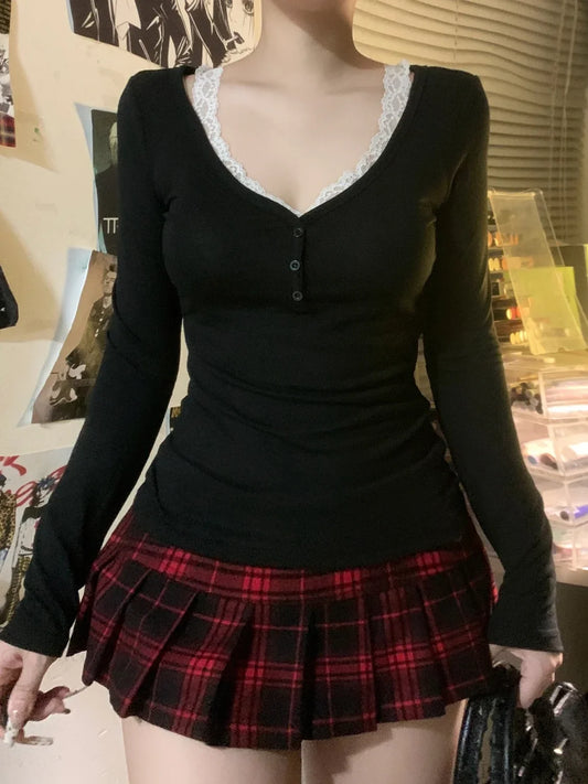 Vintage Lace Sleeve Knit Top