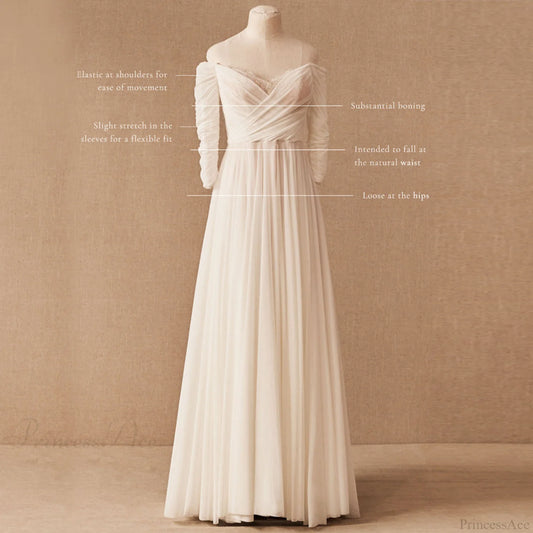 Vintage Off-Shoulder Outdoor Wedding Dress weddingdress-250223