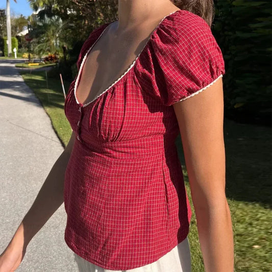 Vintage Square Collar Milkmaid Crop Top croptop-250126