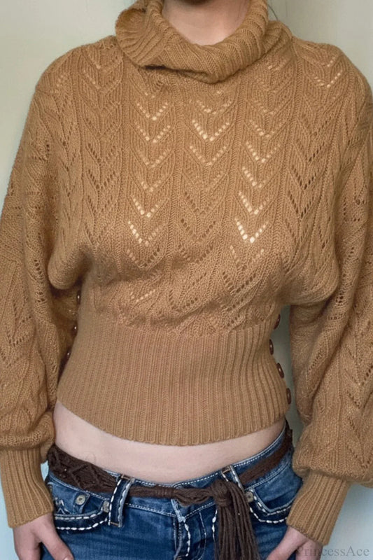 Vintage Turtleneck Slim Fitted Knit Sweater