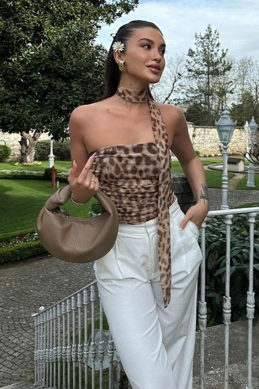 Leopard Print Tube Crop Top