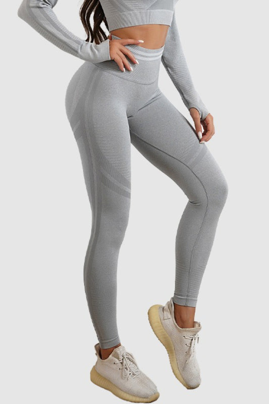 Seamless Striped High-Waist Sculpting Workout Leggings